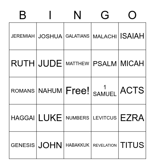 BIBLE BINGO Card