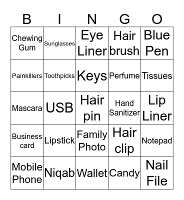 What's in Your Handbag? Bingo Card