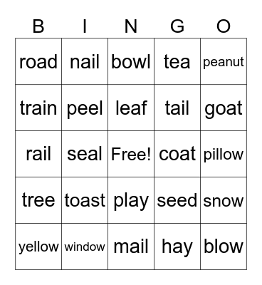 Phonics 5 - Unit 1, 2 and 3 Bingo Card