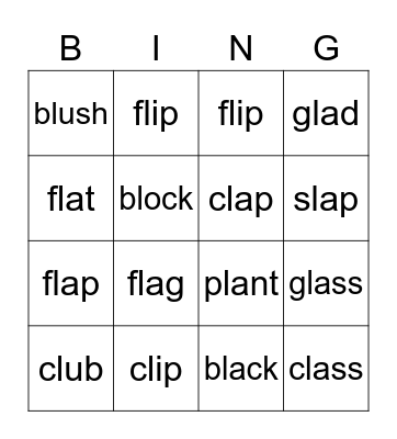 <l> blend bingo Card