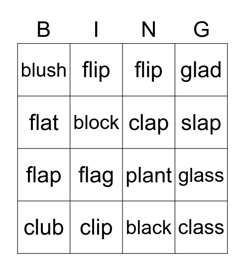 <l> blend bingo Card