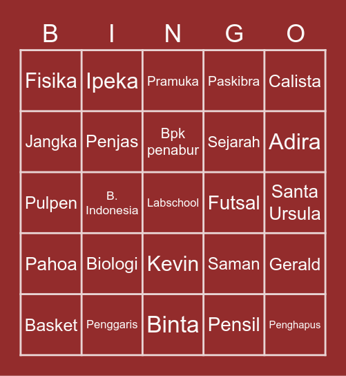 Ellelelea Bingo Card