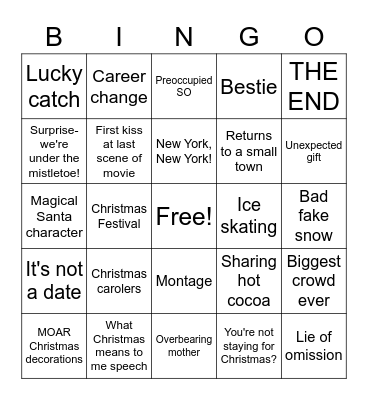 Cheesy Hallmark Christmas Movie Bingo Card