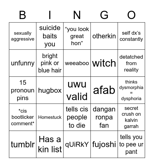 Tucute Bingo Card