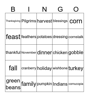 Turkey Bingo Card