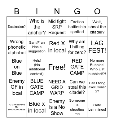 Citadel Seige Bingo Card