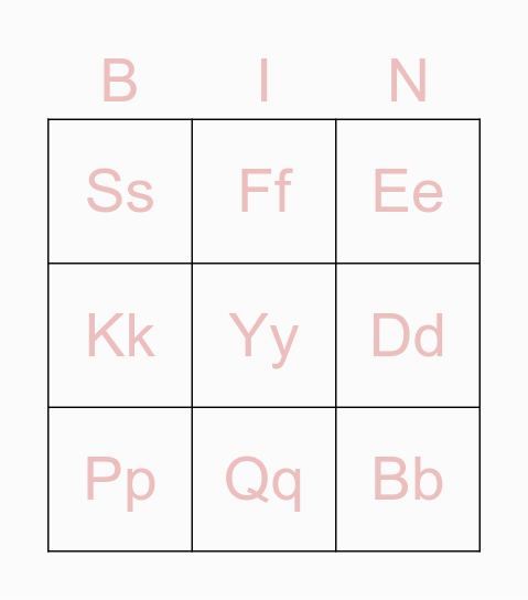 Alphabet bingo Card