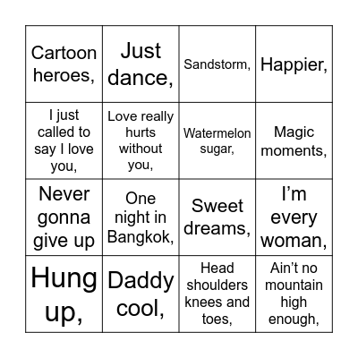 Nytårs Bingo Card