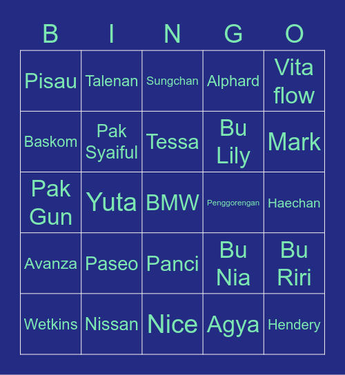 Ziyoungie Bingo Card