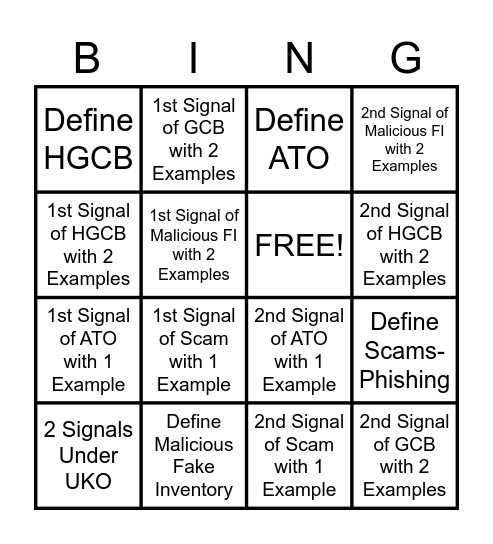 Admin Flags & Ghostings Bingo Card