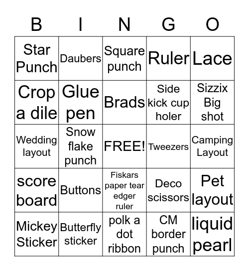 Happy Scrapper Bingo Card