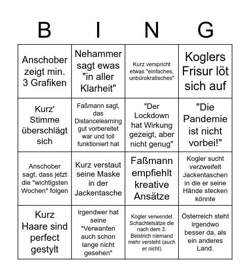 Pressekonferenz - Bing Bingo Card