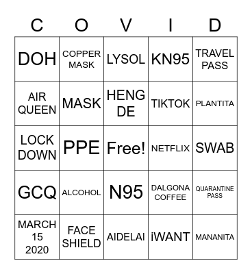 PINOY COVID Bingo Card