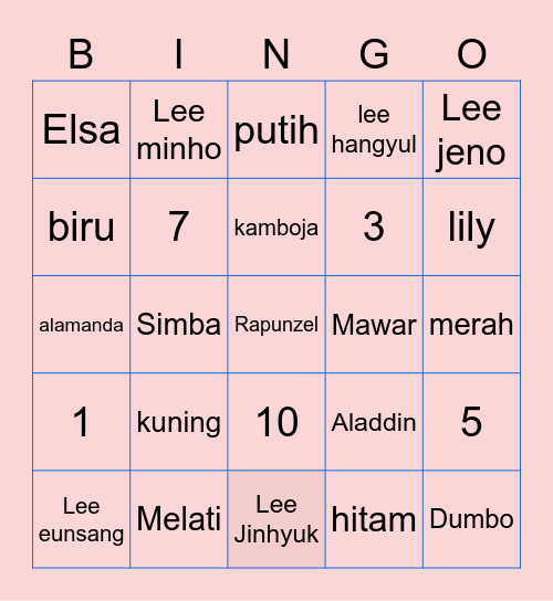 Punya Arin Bingo Card
