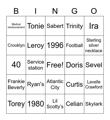 The White's 40th Anniversary Bingo Card