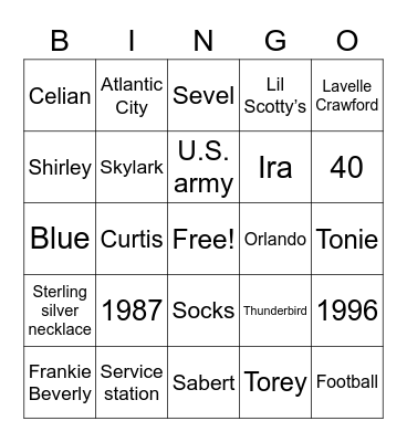 The White's 40th Anniversary Bingo Card
