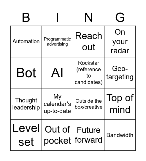 Buzzword Bingo Card