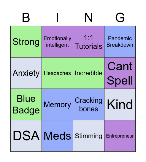 Disability BINGO! Bingo Card