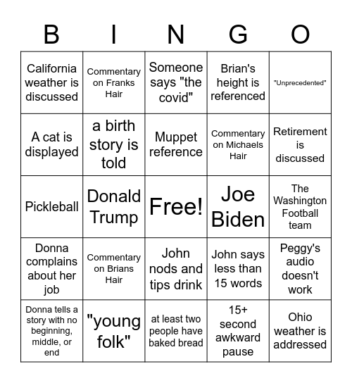 Buffum Bingo Card