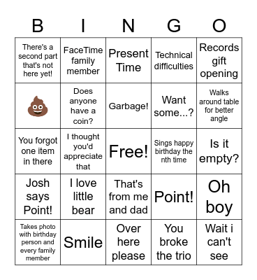 Haber Birthday Bingo Card