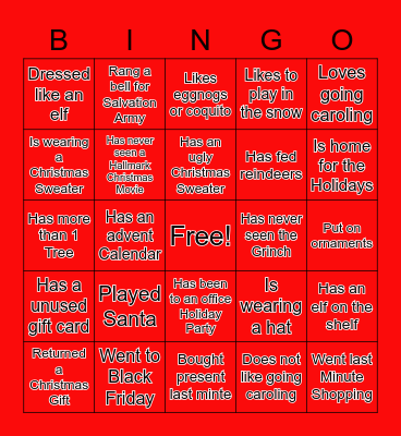 Christmas Bingo Card