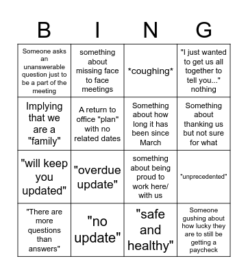OOW Meeting Bingo Card