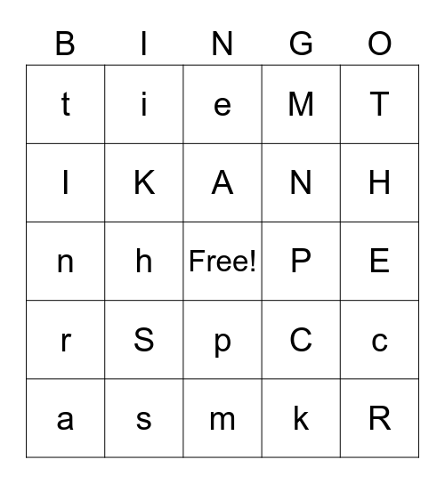 Alphabet Bingo Group 1 Bingo Card