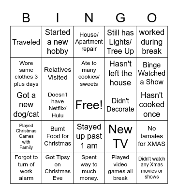 Holiday Bingo Card