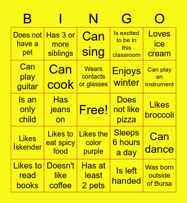 Welcome! Bingo Card