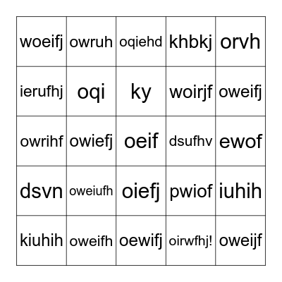 Baby Shower BINGO Card