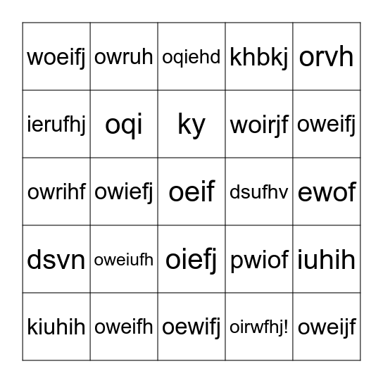 Baby Shower BINGO Card