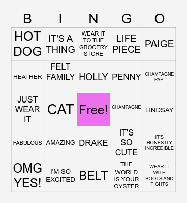 FELT NEW YEARS EVE PARTY 2020 Bingo Card