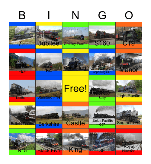 Steamin' In 2010 Bingo Card