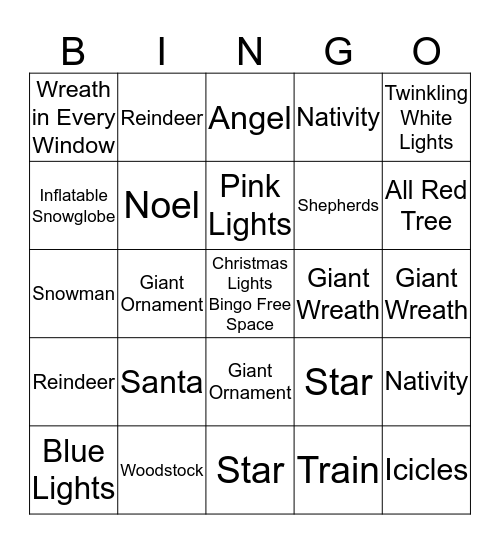 Christmas Lights Bingo Card