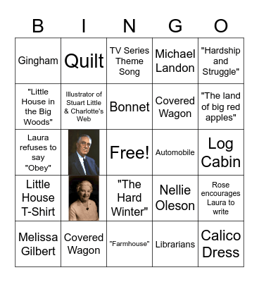 Laura Ingalls Wilder Bingo Card