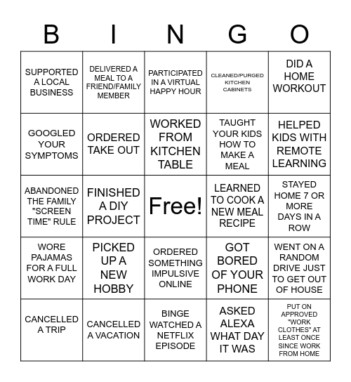 CREDIT OPS BINGO 2020 Bingo Card