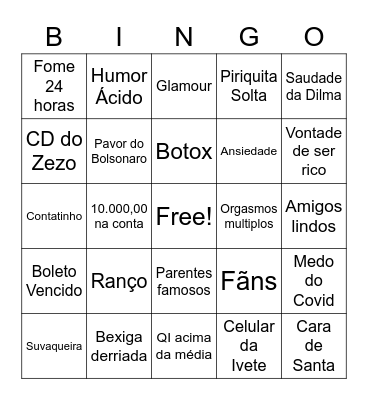 Reveillon dos Jovens Bingo Card