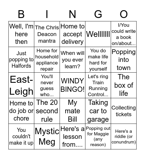 Windy Bingo Card