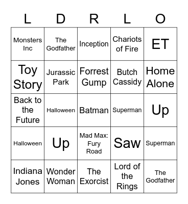 Movie Themes Bingo Card