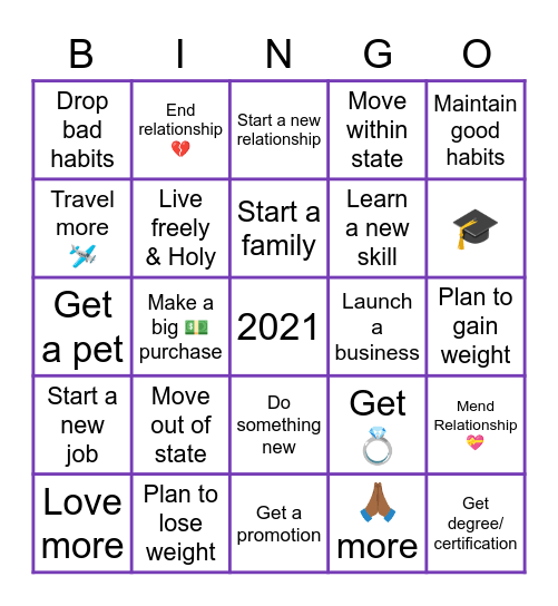 2021 Bingo Card