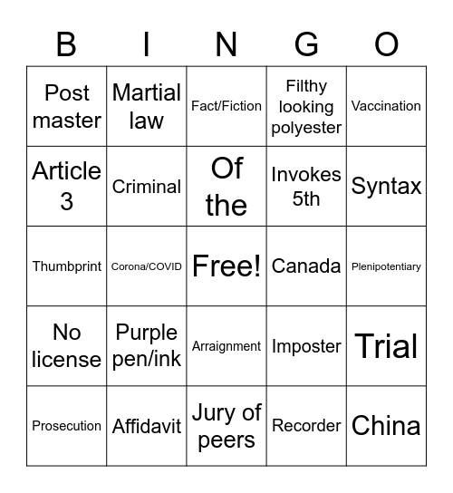FULL COLON MITCH Bingo Card