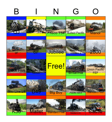 Heavy Freight Steam Locomotives Bingo Card