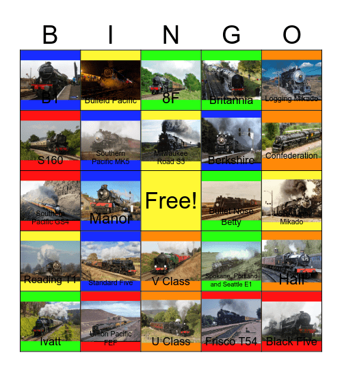 Mixed Traffic Steam Locomotives Bingo Card