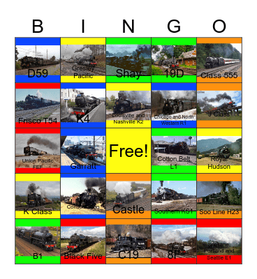 Museum Steam Locomotives around the World Bingo Card