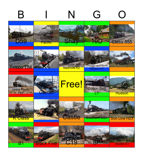 Museum Steam Locomotives around the World Bingo Card