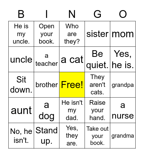 Base Camp 1 Bingo Card