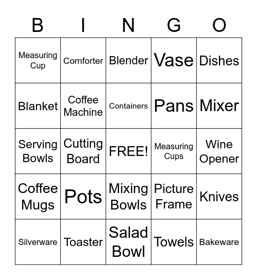 Daniella's Bridal Shower Bingo Card