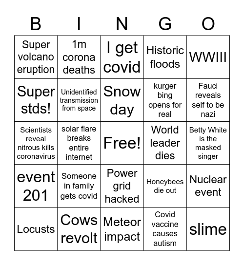 2020 Bingo Card