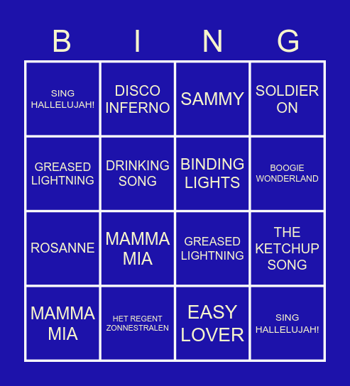 Oudejaars Bingo Card