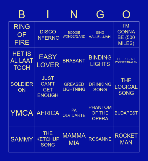 Oudejaarsmuziekbingo Card